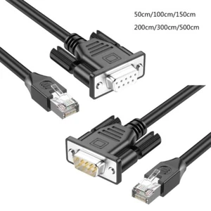 RJ45 to DB9 RS232 Serial Port Power Cable Male/Female Connectors Wire 50cm-3.0m - Picture 1 of 20