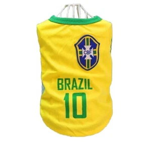 DOG CAT PET Puppy Jersey T Shirt Team Brazil 10 CBF Large L Sports Clothes Top - Picture 1 of 2