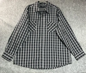Beverly Hills Polo Club Shirt Mens 4XL XXXXL Black Plaid Long Sleeve Button Up - Picture 1 of 9