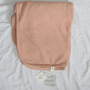 NWT Kate Quinn 100% Organic Cotton Ribbed Heather Apricot Orange Baby Blanket - Picture 1 of 3