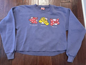 Vintage Disney Minnie Mouse Pullover Cutoff Sweater Mickey Inc Purple Medium - Picture 1 of 11