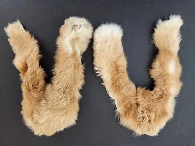 Лот из 2 кроличий мех шкура изделие коричневый ржавчины цвет манжеты кукла плащ украл надежном шарф - Изображение 1 из 4