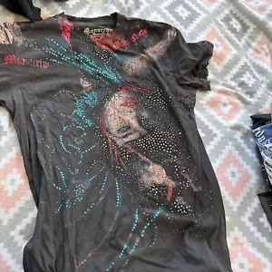 Camiseta Monarchy Los Angeles Para Hombres Pequeña Negra Deslumbrada Y2k De Colección - Imagen 1 de 7