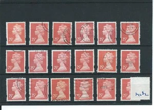 GB - WHOLESALE - MACHIN DEFINITIVES - MA182. 25p ROSE RED - 18 COPIES - USED - Picture 1 of 1