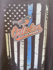 MLB Baltimore Orioles Logo Blue Line Flag 2XL Black T-Shirt - Picture 1 of 4
