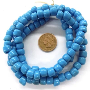 French Mini Crow Cherokee Sky Blue Padre African Trade Bead 100  T2841shiny - Picture 1 of 1