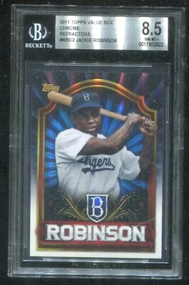 2011 Topps Chrome MBC2 Jackie Robinson Value Box Refractor Graded 8.5 NMT by BGS - Image 1 of 2