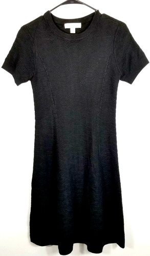 Abito Michael Michael Kors maglia testurizzata nero manica corta aderente e svasato donna XS