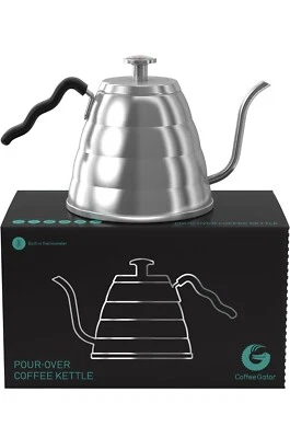 Coffee Gator Pour-Over Kaffee Wasserkocher 1,2 l eingebautes Thermometer Edelstahl