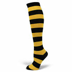 Women's Halloween costume Black/Gold Yellow Stripe Knee High Socks PM007