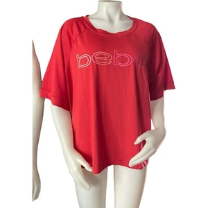 NWT Women’s Size 2X BEBE SPORT Short Sleeve Curve MESH LOGO TEE - Picture 1 of 11