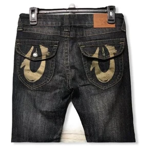 Jeans donna True Religion lavaggio scuro Joey Super T ferro di cavallo impreziosito taglia 26 - Foto 1 di 12