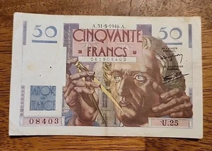 France PK #127a 1946 50 Francs Circulated Banknote - Picture 1 of 2