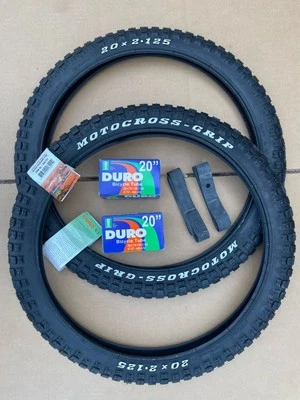 Juego de neumáticos y tubos de bicicleta de 20"" x 2,125 motocross BMX moto de salto de tierra negro blanco Foto 1 de 4