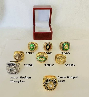 Anillo de campeonato del Super Bowl de los Green Bay Packers 1961-2010 con caja elige tu anillo Foto 1 de 2