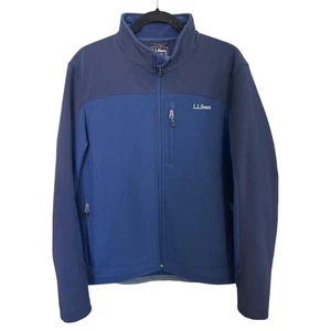 LL Bean Men's Pathfinder Soft Shell Jacket Blue Size Medium Water Wind Resistant - Picture 1 of 8