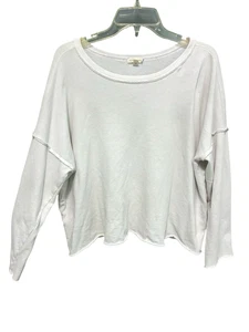 Eileen Fisher Size L White Fleece Pullover Top Crew Neck Dropped Shoulders Boxy - Picture 1 of 14