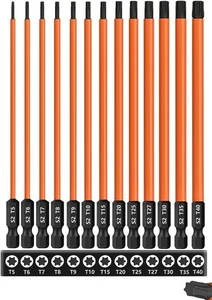 13-teiliges 6 Zoll /150 mm lang Torx Bit Set für Schlagschrauber, S2 Stahl Stern Bit S - Bild 1 von 2