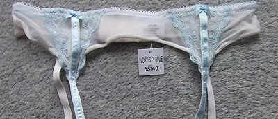 Sexy Strapse Strumpfhalter Strumpfgürtel Cremeweiß/Hellblau  Gr. 38/40  OVP  NEU - Bild 1 von 4