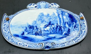 Delft de Porceleyne Fles blaue Landschaft Wandrelief Wouwermans Pferd Teller 1896 - Bild 1 von 12