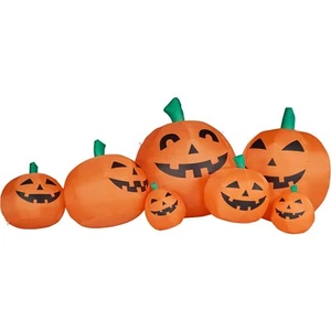 Haunted Hill Farm 10-ft. Wide Pumpkin Family Blow Up with Lights, Outdoor Hal... - Picture 1 of 11