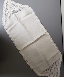 Vintage Ivory Table Runner, 36" Long, Cotton - Picture 1 of 3