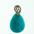 Gift For Her 14k White Gold Turquoise Gemstone Indian Handmade Jewelry Pendant
