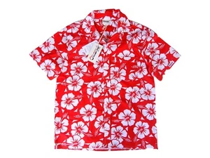 Okanui 'Hibiscus' Men's New Red 100% Cotton Hawaiian Shirt - Large - RRP $130 - Picture 1 of 11
