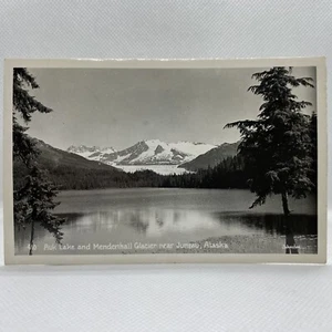 Alaska RPPC Auk Lake & Mendenhall Gletscher Juneau AK Echtfoto Postkarte Vintage 1950 - Bild 1 von 2
