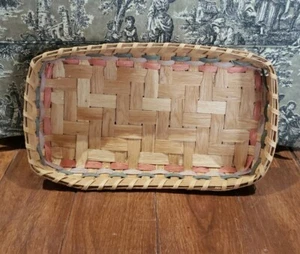 Extra Large Primitive Oak Ash Split 21" X 12" Rectangular Tricolor Basket Tray - Picture 1 of 11