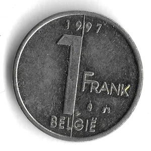 *Dutch Text* 1997 Belgium 1 Franc World Coin - KM# 188 - Picture 1 of 2