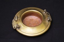 braciere antico piccolo ottone rame posacenere XX secolo maniglie