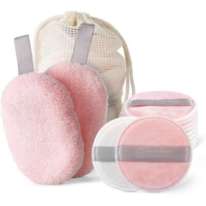 Reusable Oval Round Makeup Remover Pads Microfiber Bamboo Cotton 12 Pieces - Picture 1 of 9