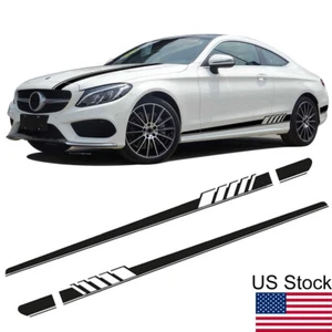 For Mercedes A C CLA E S CLS Black Side Skirt Racing Stripes Vinyl Decal Sticker - Picture 1 of 7