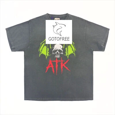 CAMISETA GOTOFREE 25SS ATK NUEVA VINTAGE CALAVERA GRAFFITI MANGA CORTA NEGRA TOP TEE Foto 1 de 4