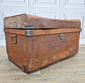 Vintage Metal Steamer Trunk Blanket Box Storage Chest Garden Planter Plant Retro - Picture 1 of 24