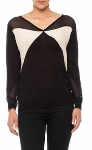 Joe's Jeans Dolly Sweater Lightweight Silk/Cotton Blend Black/Ivory Nwt $185 - Picture 1 of 3