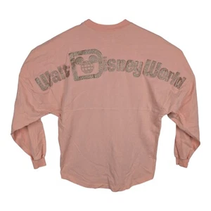 Disney Parks Spirit Jersey Peach Pink Gold Glitter Long Sleeve Shirt Adult XS - Picture 1 of 15