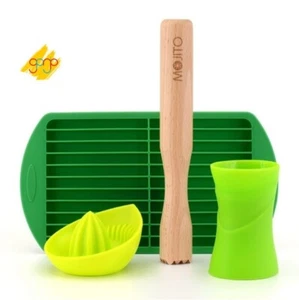Mojito Cocktail Barware Mixing 4 Piece Plastic & Timber Set – Kit - NEW - Picture 1 of 3