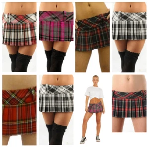 New Ladies Crazy Chick Full Pleated Sexy Tartan Skirt (9"/ 12 Long) Girls Skirts - Picture 1 of 10