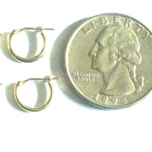14KT Pure Gold 1MM X 10MM Tiny Hoop Earrings - Gift Box - FREE SHIPPING! - Picture 1 of 3