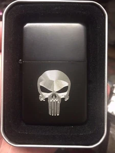 SKULL logo LIGHTER matte BLACK finish FREE ENGRAVING The Punisher netflix - Picture 1 of 2