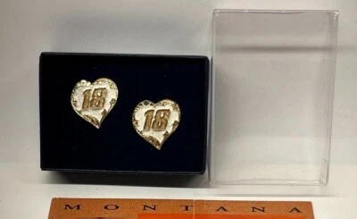 #18 Kyle Busch / Bobby Labonte - серебро и золото - сердце серьги - NASCAR - Изображение 1 из 4