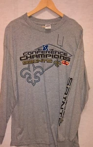 2009 New Orleans Saints NFC CONFERENCE CHAMPIONS Grey XL Long Sleeve SHIRT XLIV - Picture 1 of 2