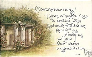 Congratulations Postcard with Color Artwork Std Size 3 3/8 x 5 1/2 - Picture 1 of 2