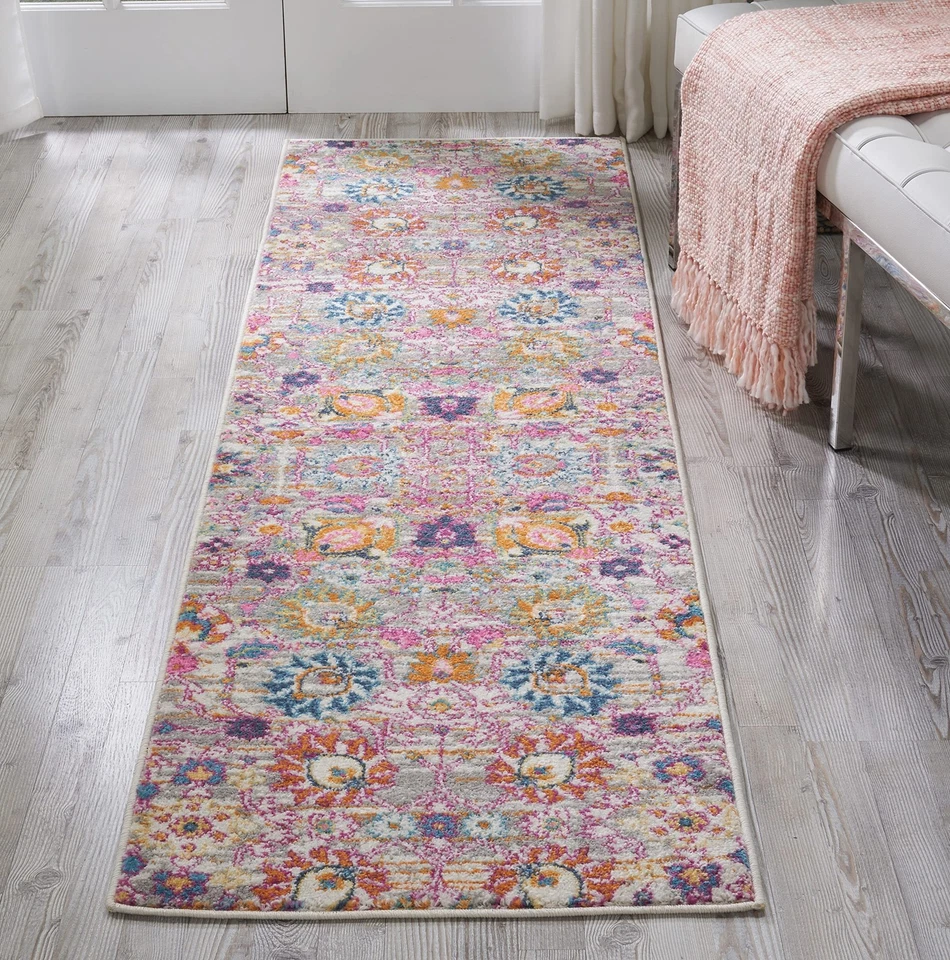 Nourison Passion Silver 2'2" x 10' Area Rug, Boho, Moroccan, Bed Room, Living... - Image 1 of 4