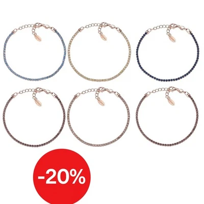 Bracciale Tennis Donna Argento Rosé Zirconi Colorati Amen - Vari Modelli Colori - Immagine 1 di 2