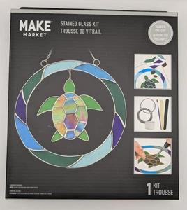 Make Market Stained Glass Kit – DIY Sea Turtle Suncatcher Craft Kit Pre-Cut Glas - Picture 1 of 2