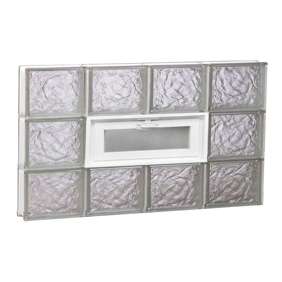 31 In. X 17.25 In. X 3.125 In. Frameless Ice Pattern Vented Glass Block Window-3 - Image 1 of 4
