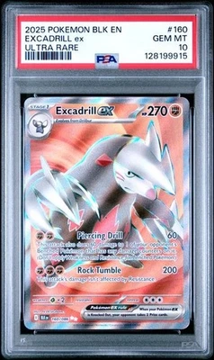 2025 Pokemon SV: BLK EN-Black Bolt - 160/086 Excadrill EX - PSA 10 - Image 1 of 2